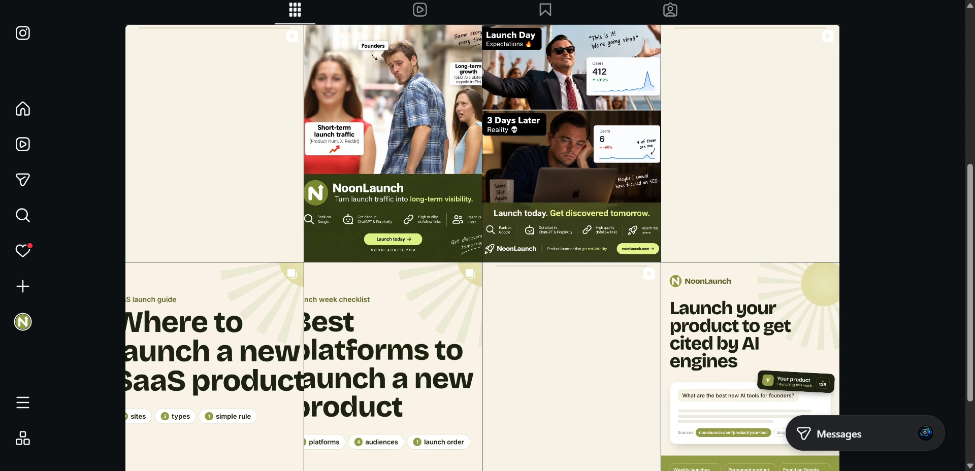 NoonLaunch Instagram account