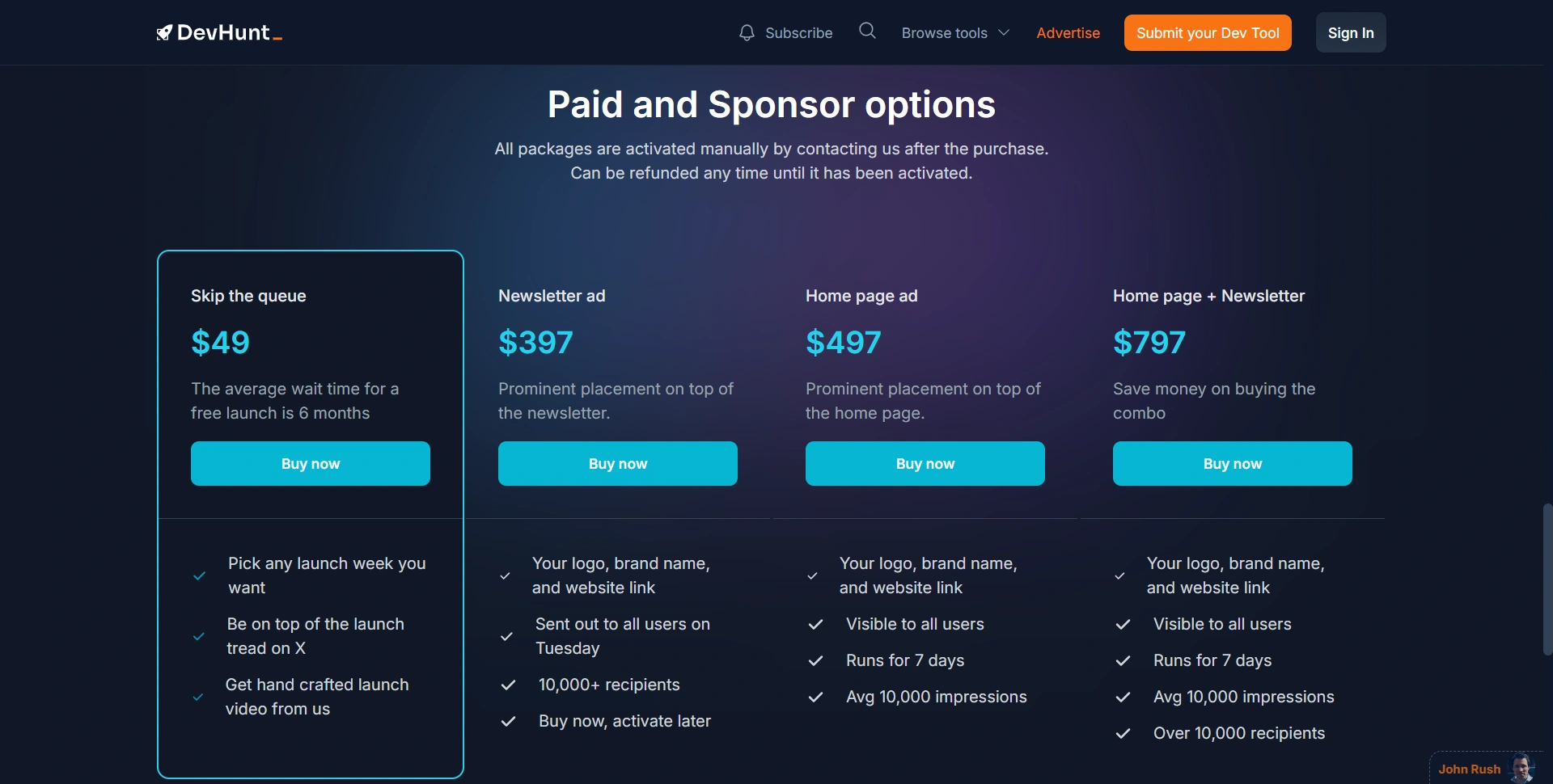 devhunt-pricing-offering