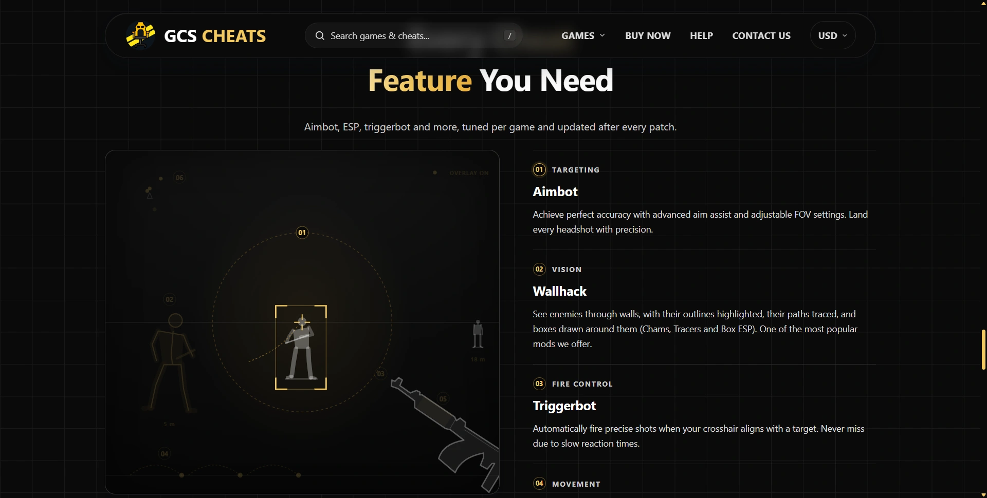 GCS Cheats aimbot wallhack triggerbot and radar features