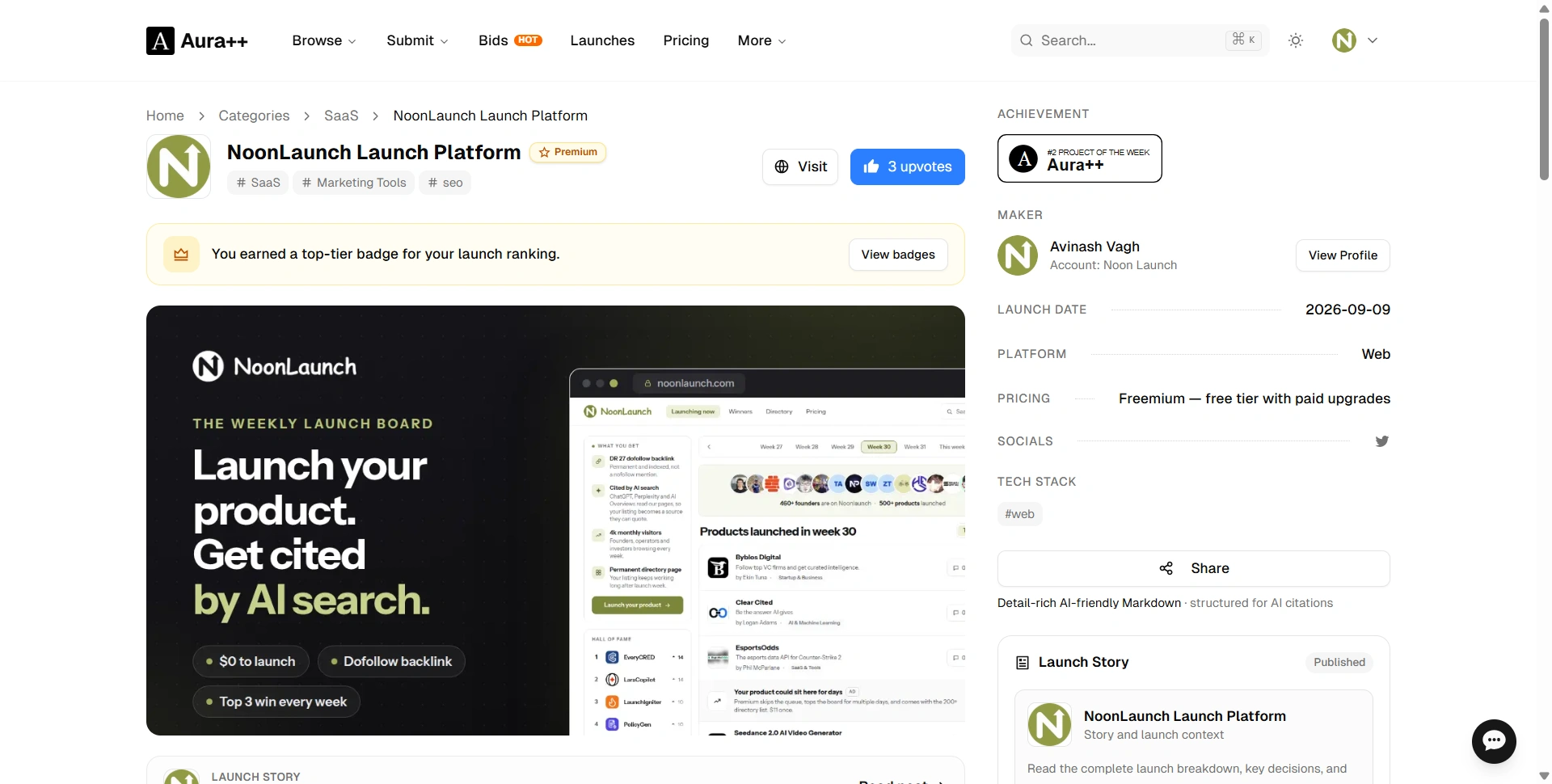 NoonLaunch Launched on Aura++