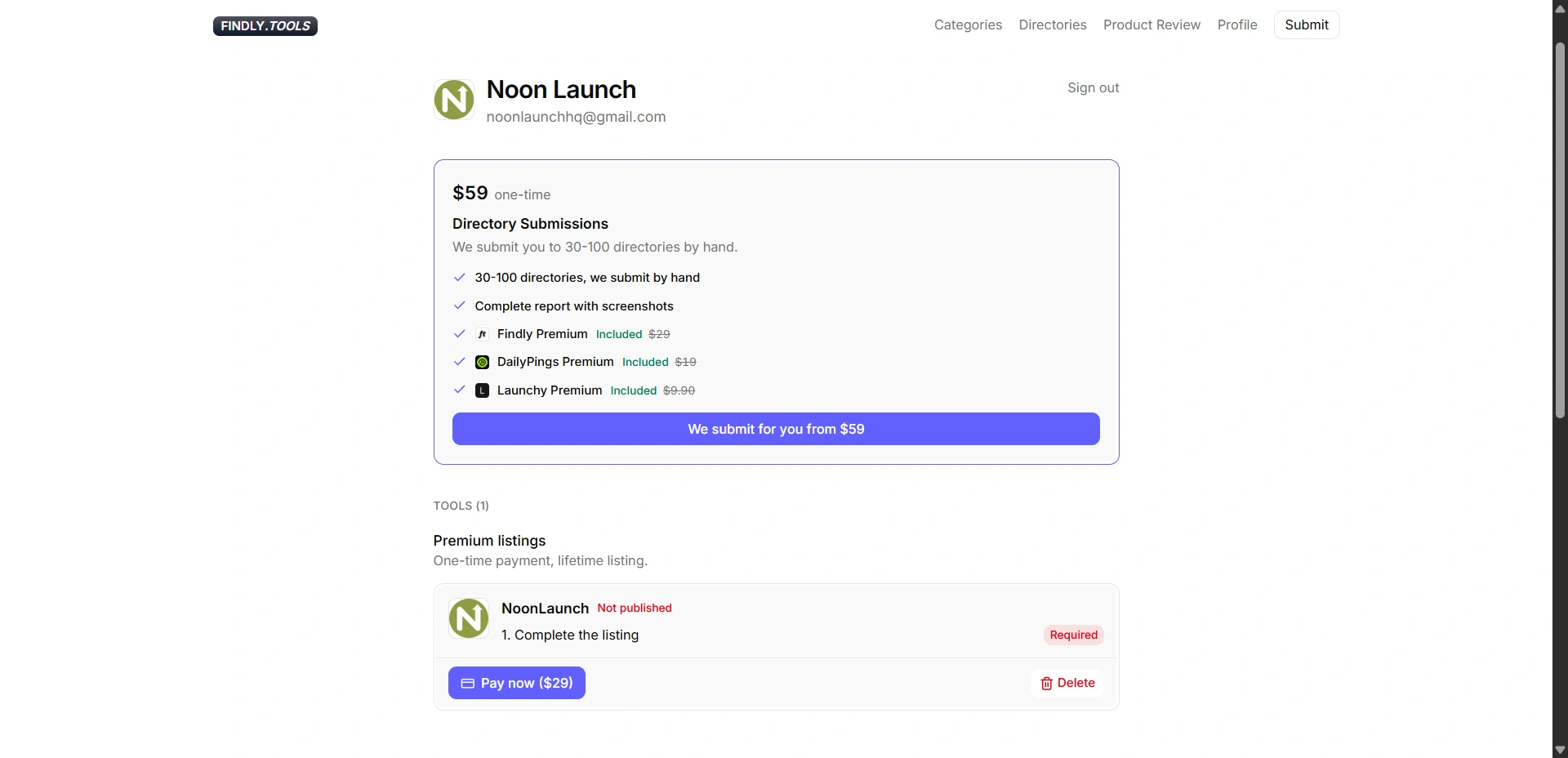 NoonLaunch Launching on Findly.tools