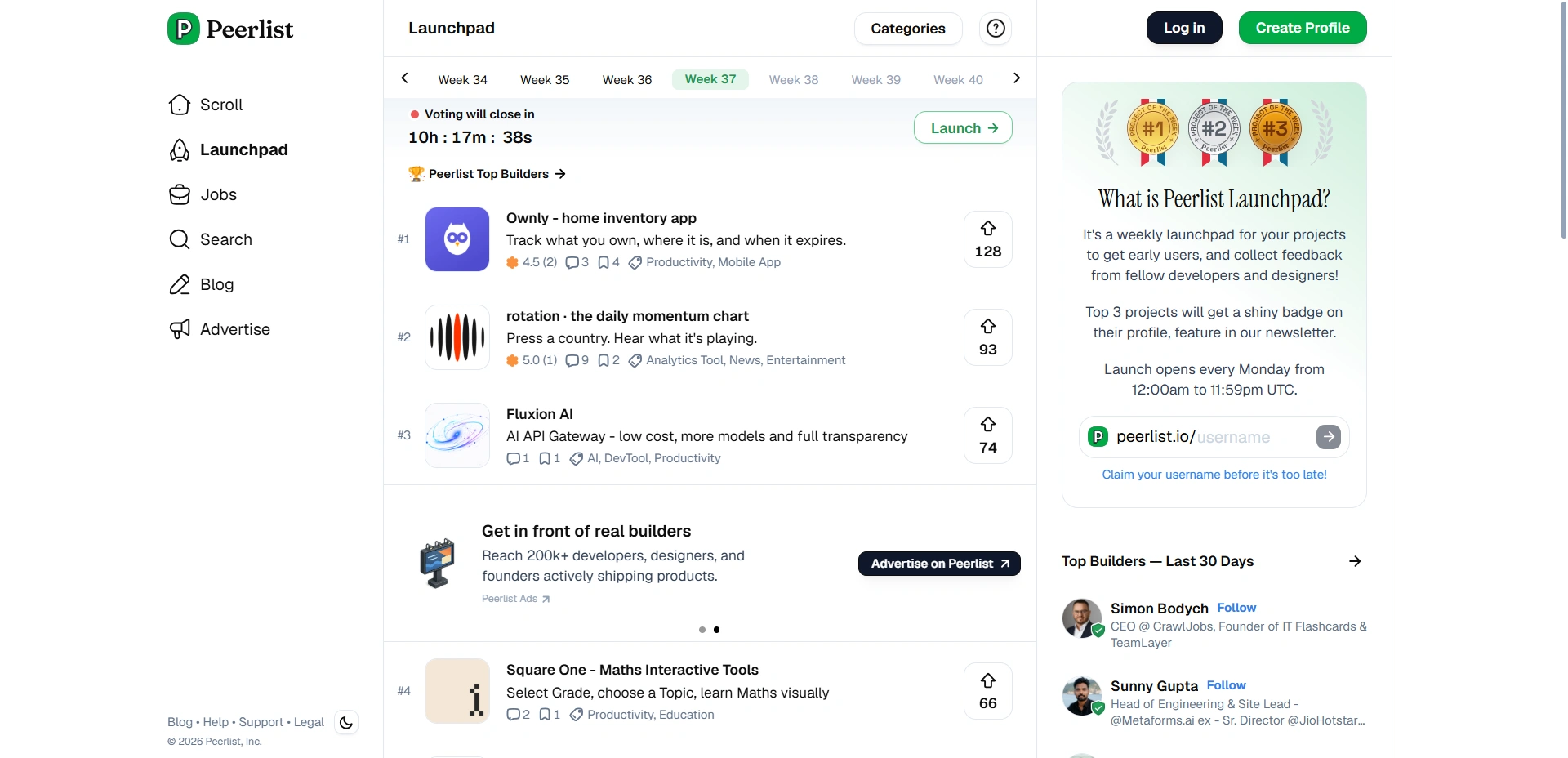 Peerlist Launchpad