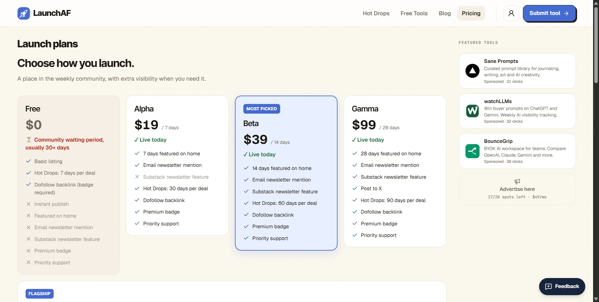 LaunchAF pricing