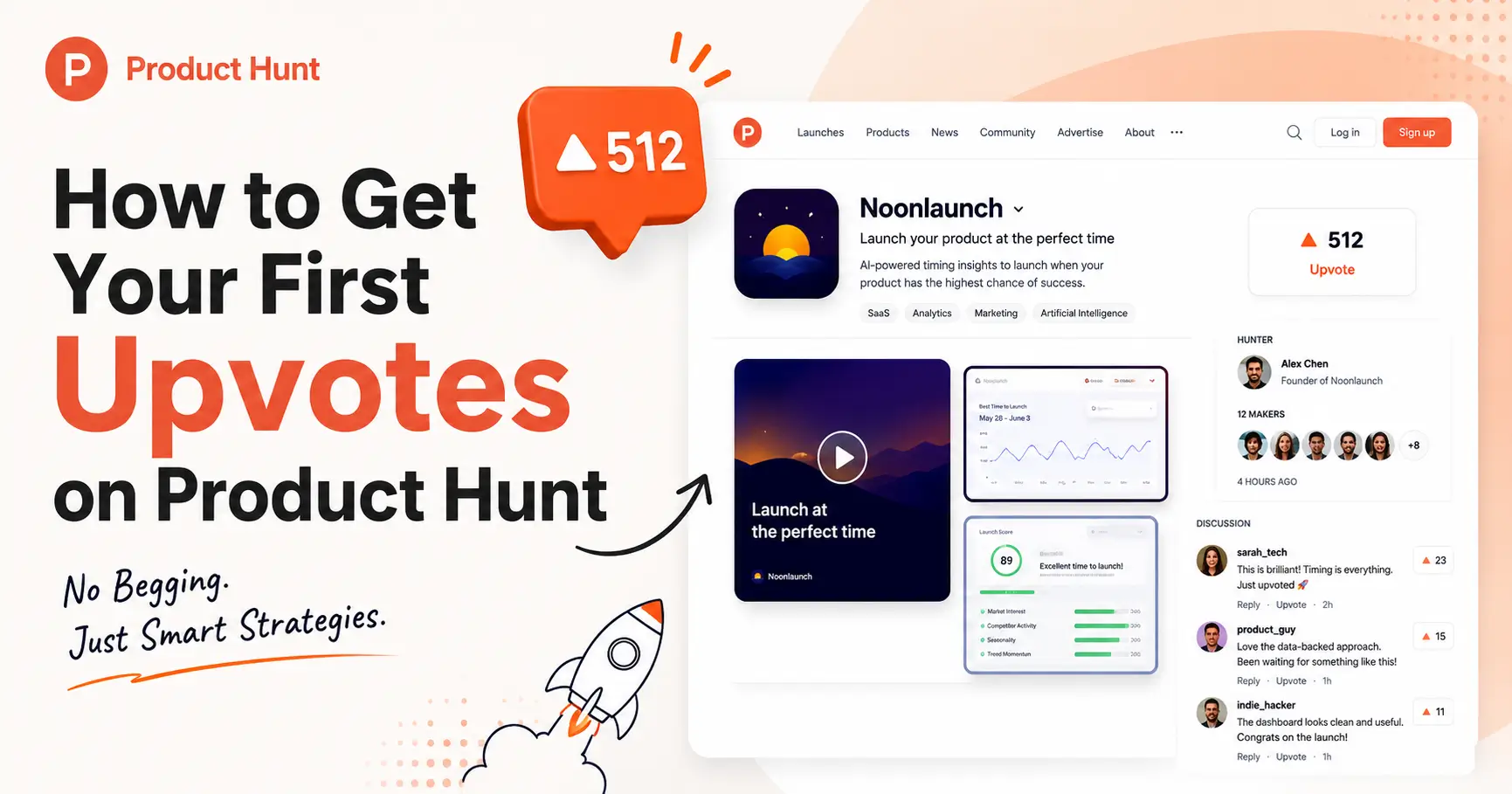 Product Hunt launch page with active comments