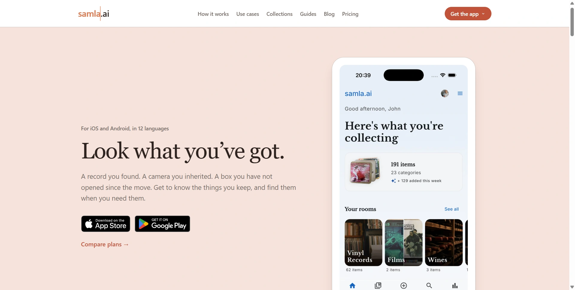 Samla.ai AI-powered collection management app