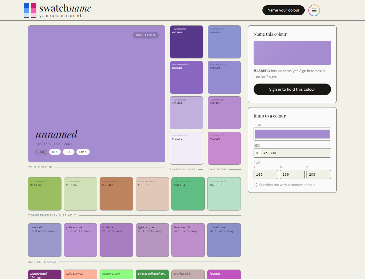 Swatchname screenshot 2