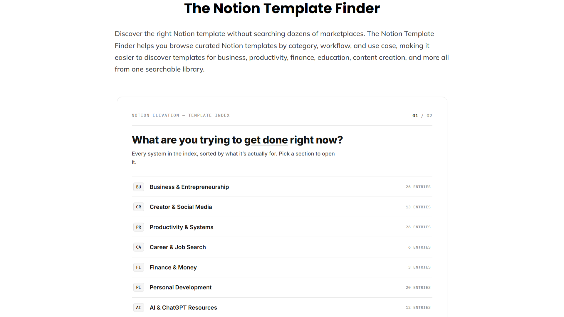 The Notion Template Finder screenshot 1