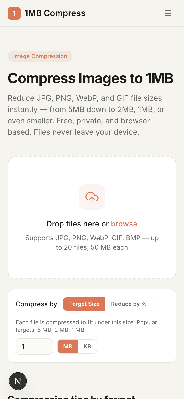 1mbCompress screenshot 2