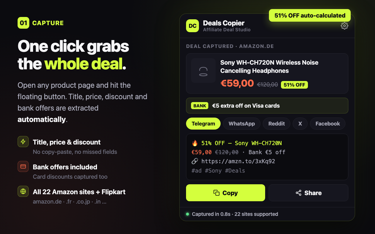 Deals Copier - AI Affiliate Post Maker screenshot 1