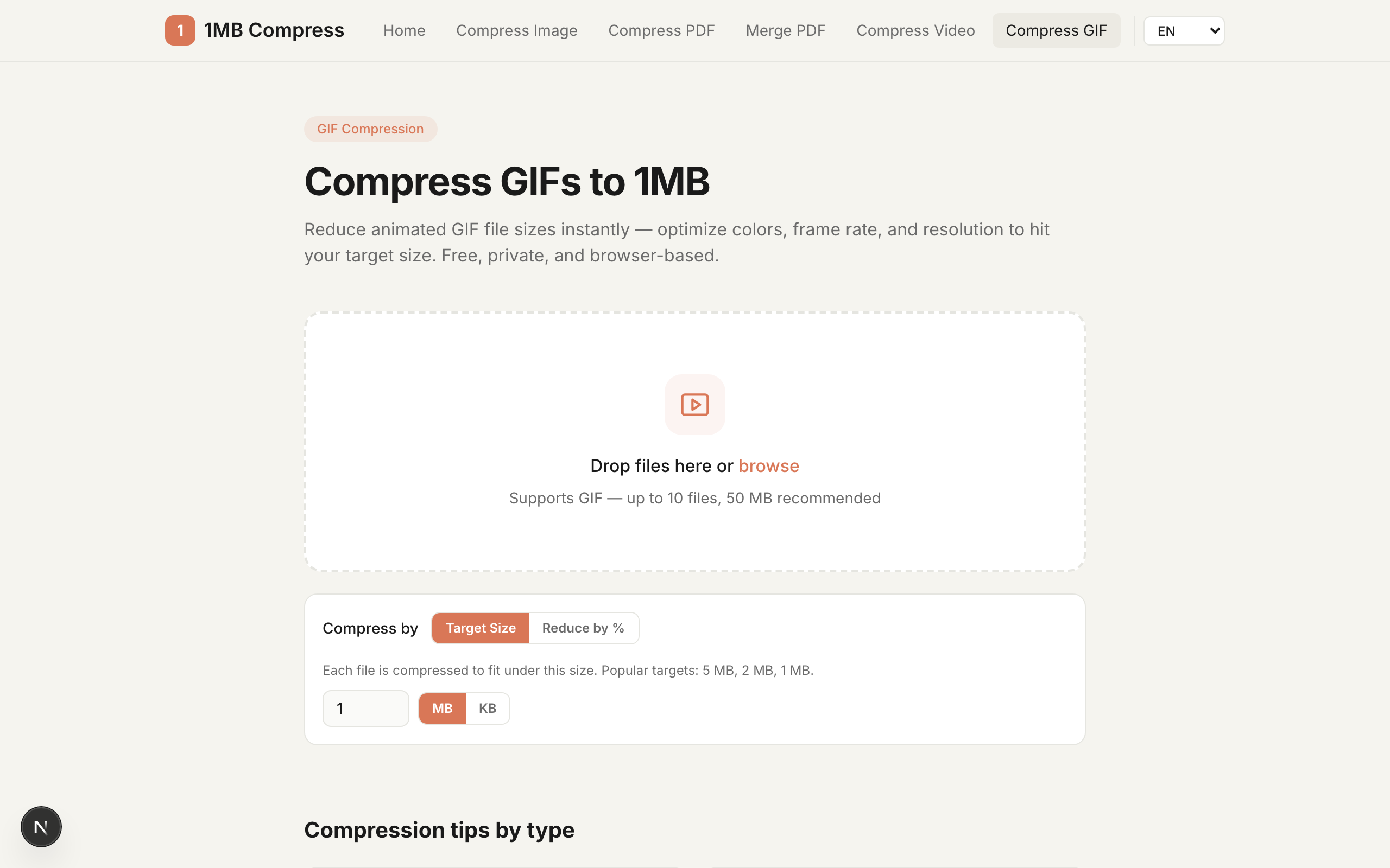 1mbCompress screenshot 1