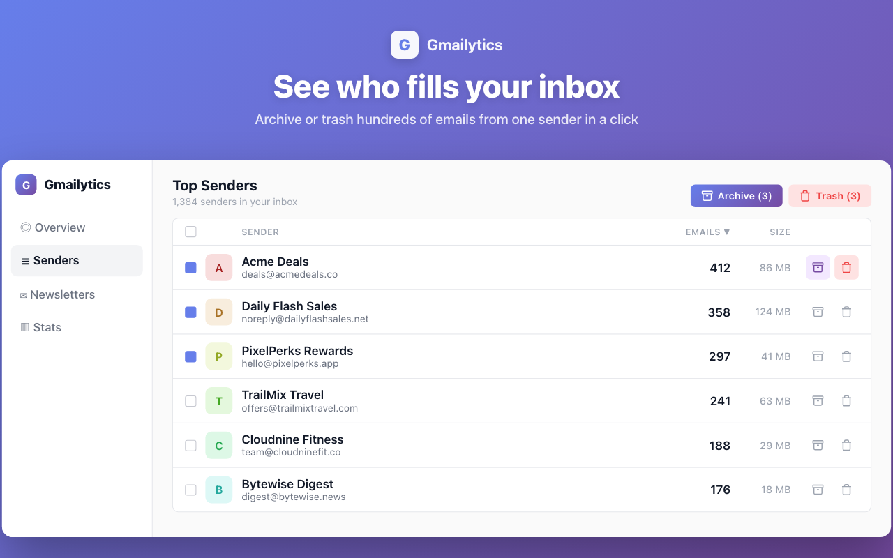 Gmailytics screenshot 1