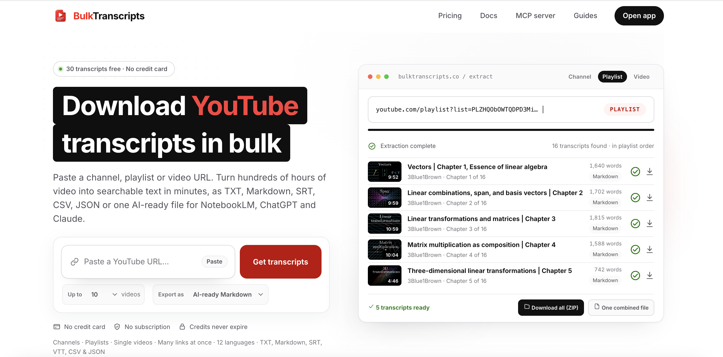 bulktranscripts screenshot 1