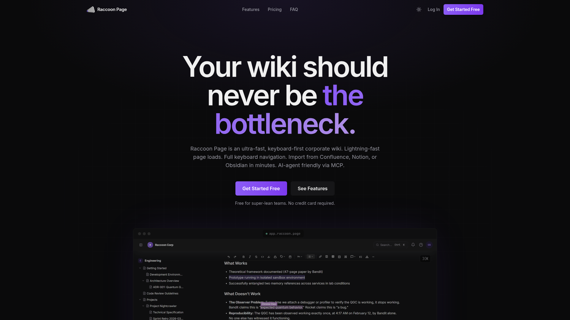 Raccoon Page screenshot 1