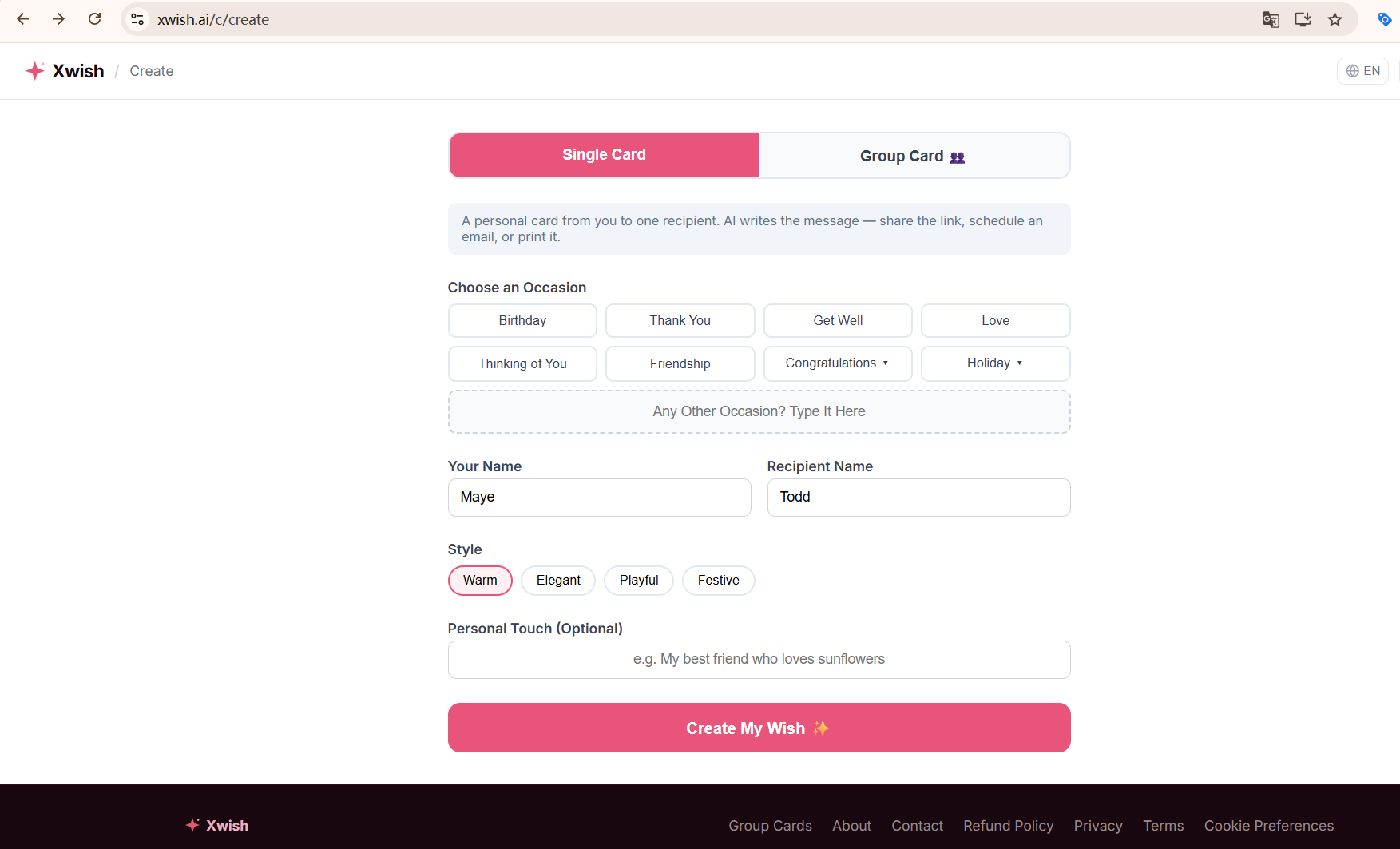 Xwish.ai screenshot 2