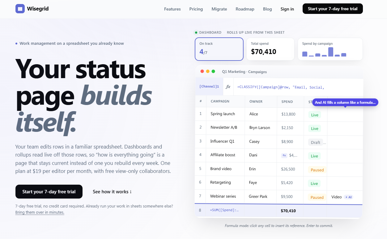Wisegrid screenshot 1