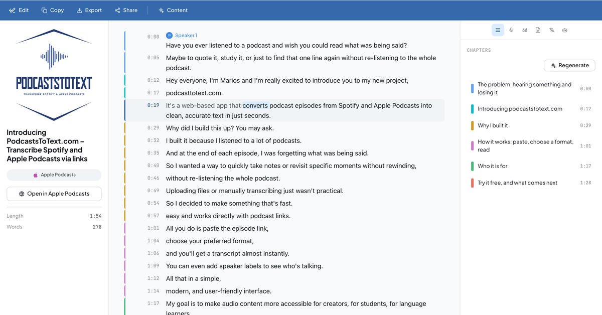 PodcastsToText screenshot 1