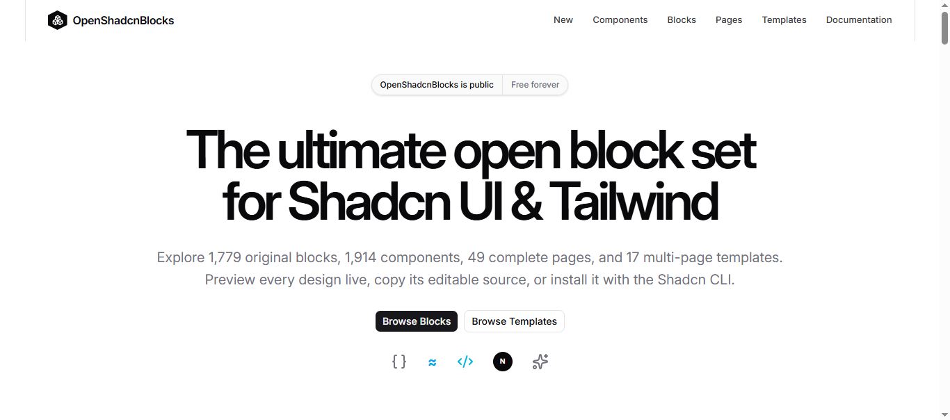 Open ShadcnBlocks screenshot 1