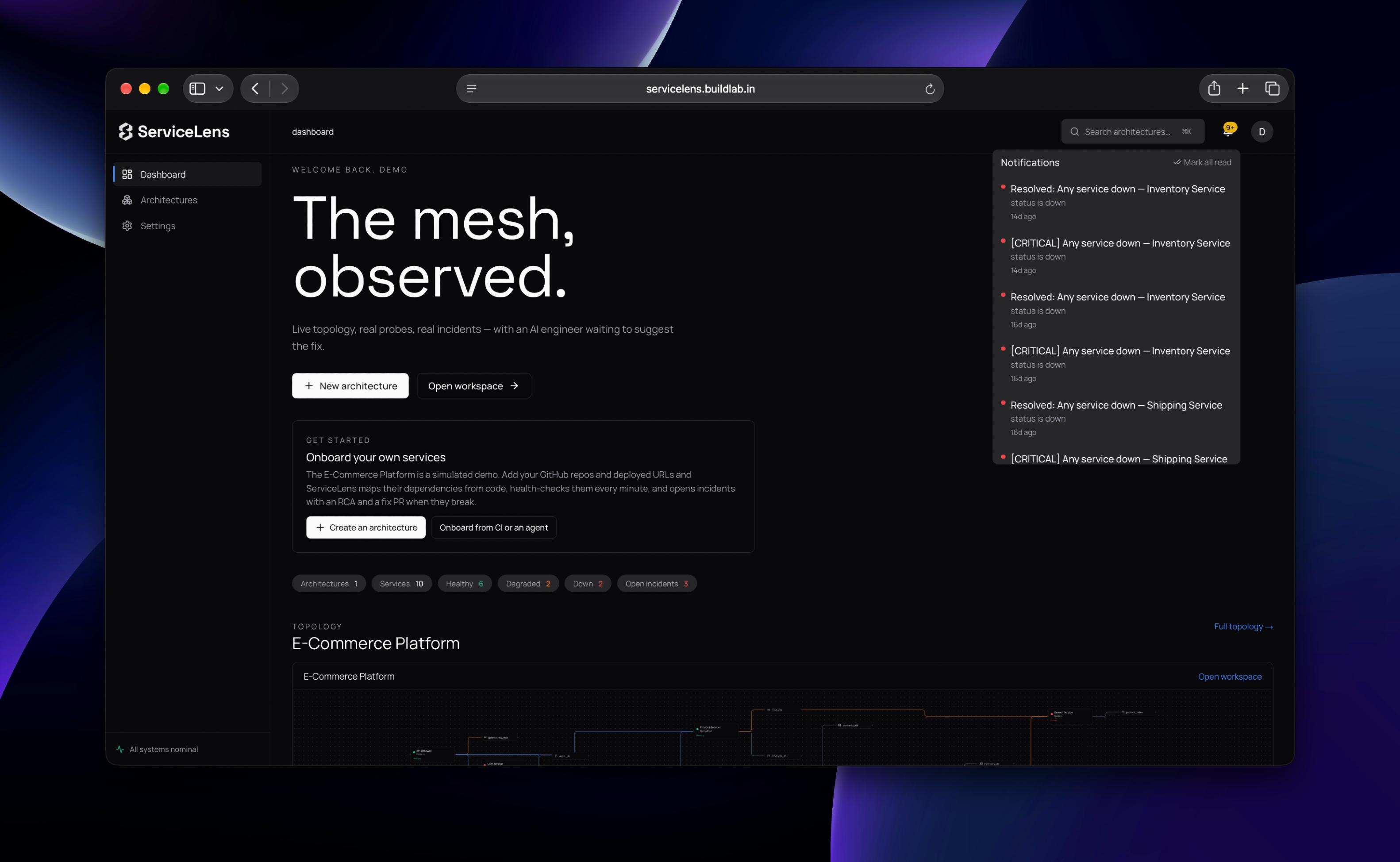 ServiceLens screenshot 1