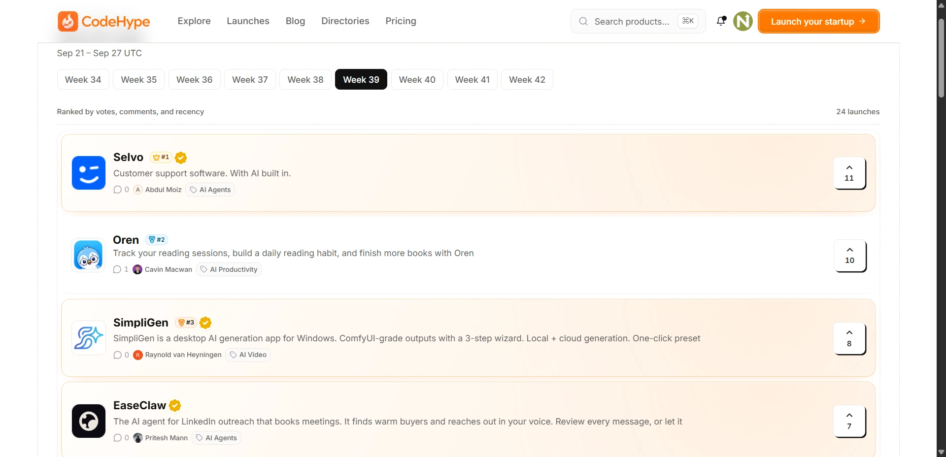 codehype weekly launches