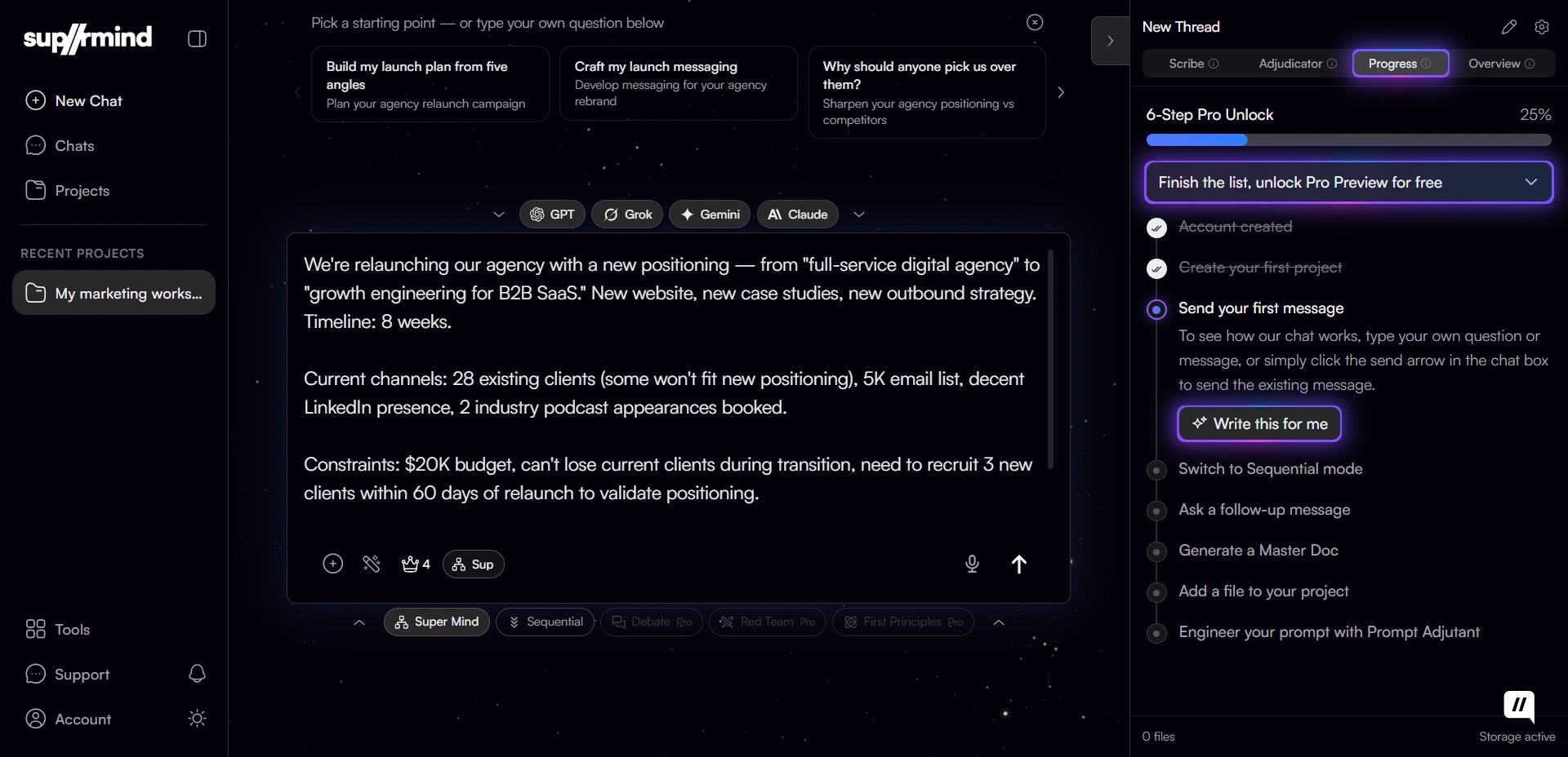 suprmind dashboard