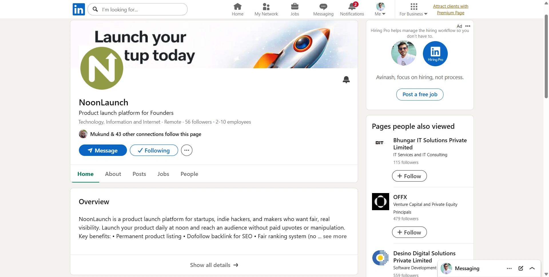 NoonLaunch LinkedIn company page